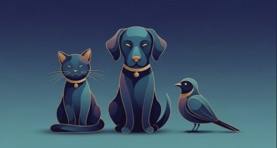 Illustration representing people and pets being looked after